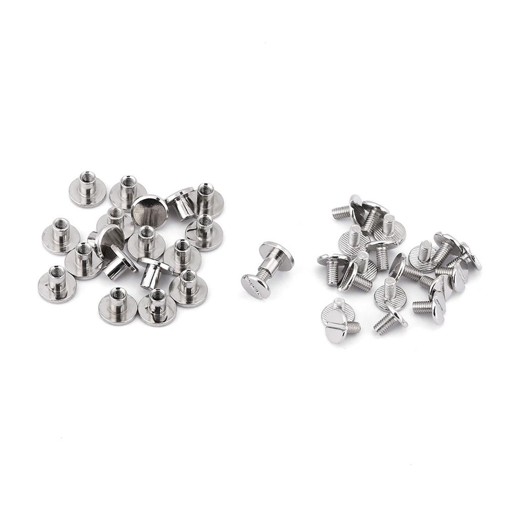20PcsCelsiusset Brass Threaded Flat Head Nut Nail Rivets Screws Leather Craft Repair Supplies(5mm)