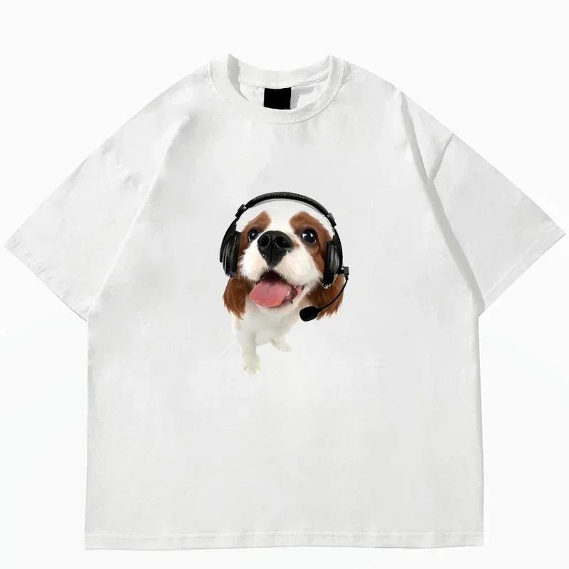 T-Shirt Women'S Fashion Summer Men'S Women'S Unisex Hip Hop Cute Cat Harajuku Y2K Printing Leisure Outdoor Fitness Cotton