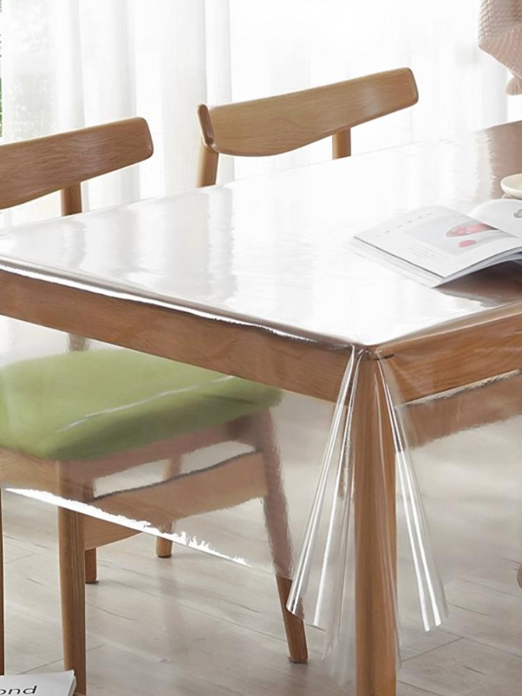 Transparent Thin Soft Tablecloth Protective Cover Pad Waterproof Oil Resistant PVC Plastic Film Tablecloth Rectangular Round Hanging Dining Tablecloth