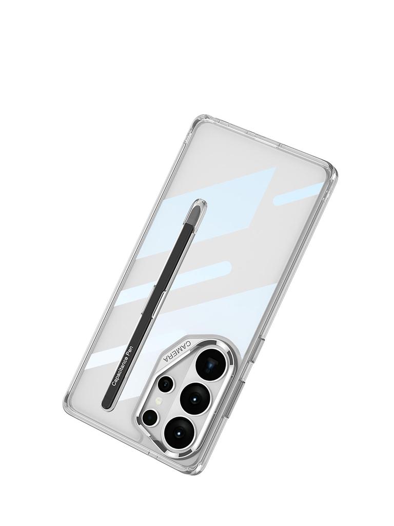 Samsung S26 Ultra Transparent Air Cushion Phone Case with Pen Slot - Ultra-thin, Solid Color, Anti-fall Protective Cover