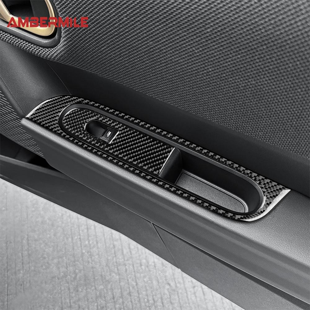 Weißes Carbonfaser-Aufkleberpanel für Mini Cooper S F66 2024 2025 Auto Tür Fensterheber Schalter Rahmen Innenraum Auto Teile LHD RHD