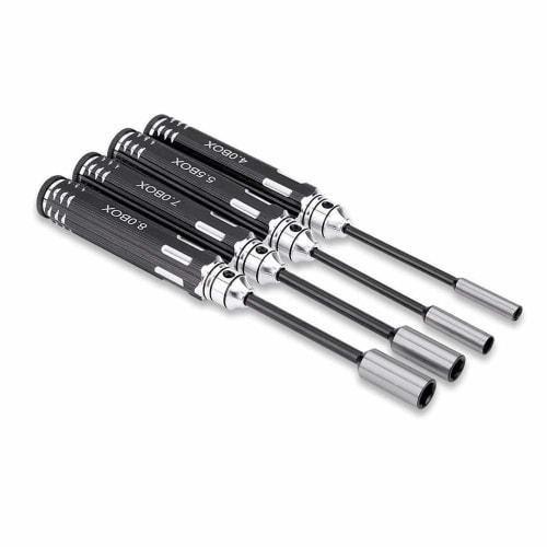 Nut Key Socket Driver, Precision Hex Nut Driver for RC, Set of 4 (4mm, 5.5mm, 7mm, 8mm)