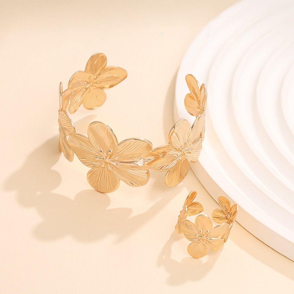 6Pcs Bohemian Style Necklace Earrings Bracelet Set Zinc Zinc Alloy Women Jewelry Suit Flower Jewelry Set Gift