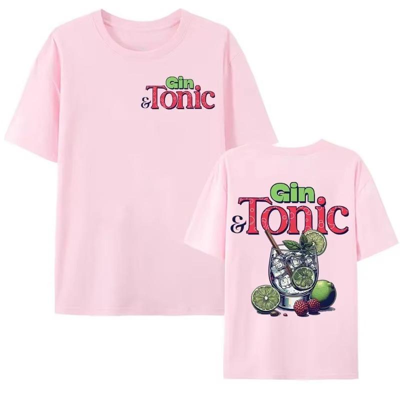 Maglietta con Fantasia Meme Gintonic Divertente Tema Cocktail Bevande Maglietta Stampata Unisexs E Unisexs Estetica Moda