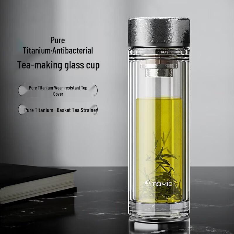 TOMIC Hammered Double Wall Glass Mug