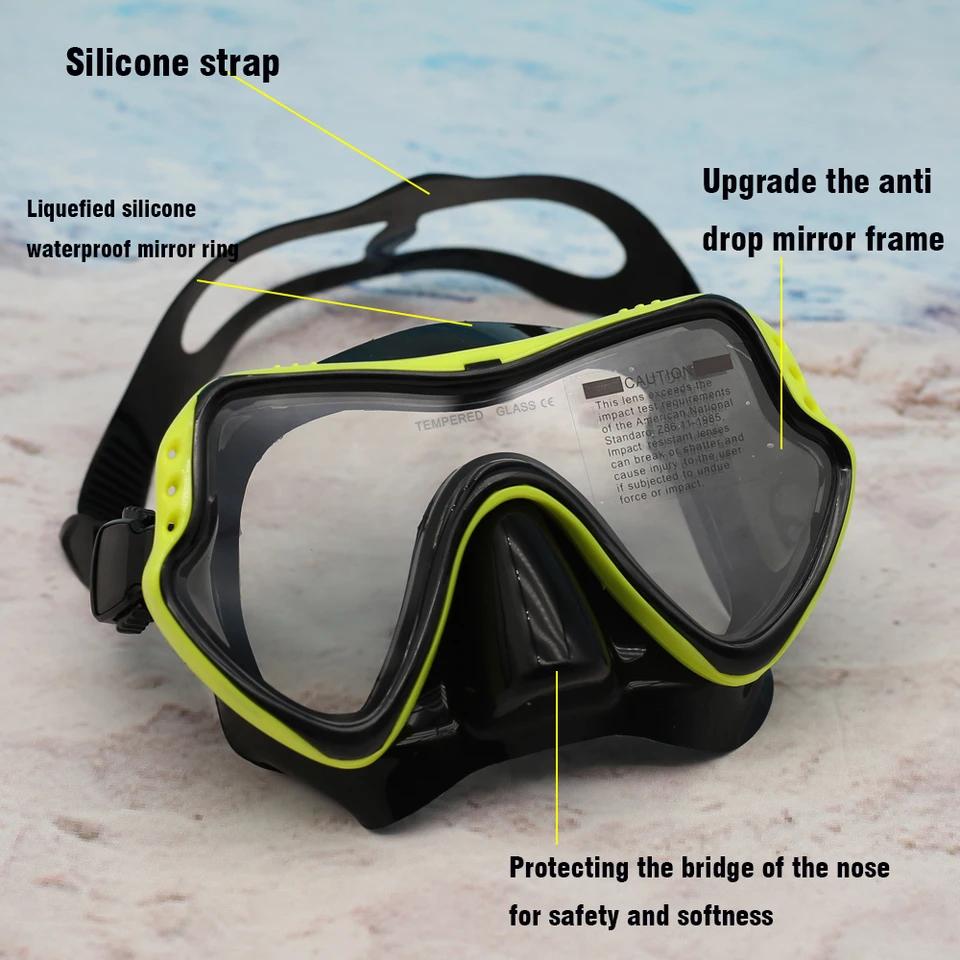 Professional Diving Goggles Waterproof Anti Fog Diving Mask Mirror Silicone Snorkel Mask Tempered Glass Snorkeling Set