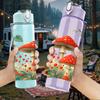 1PC Red Mushroom Forest Scene 750ml Color Plastic Sports Water Bottle Leakproof Flip Straw Lid For Sports Office Home Use