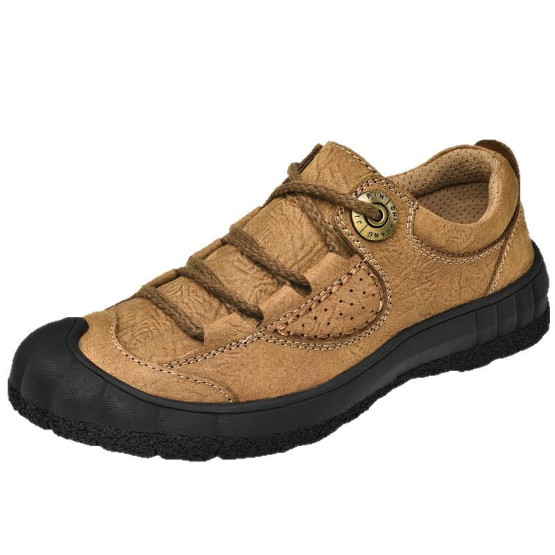 Leather Outdoor Casual Shoes Non-slip Low-top Lace-up Bag Head Hiking Shoes Men's Shoes Tooling Shoes Men's