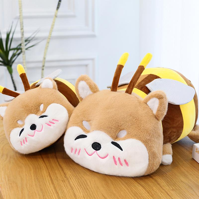 Bee Shiba Inu throw pillow plush toy cute party style puppy pillow doll gift doll grab machine