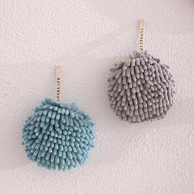 Japanese Microfiber Chenille Hanging Hand Towel Ball - Cute, Absorbent, Round Towel for Kitchen and Bathroom Use