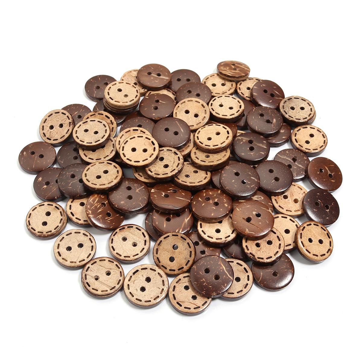 

13 15 20mm Round Natural Coconut Shell Buttons Two Hole Classic Wooden Buttons For Craft Sewing Clothes Scrapbooking Accessories