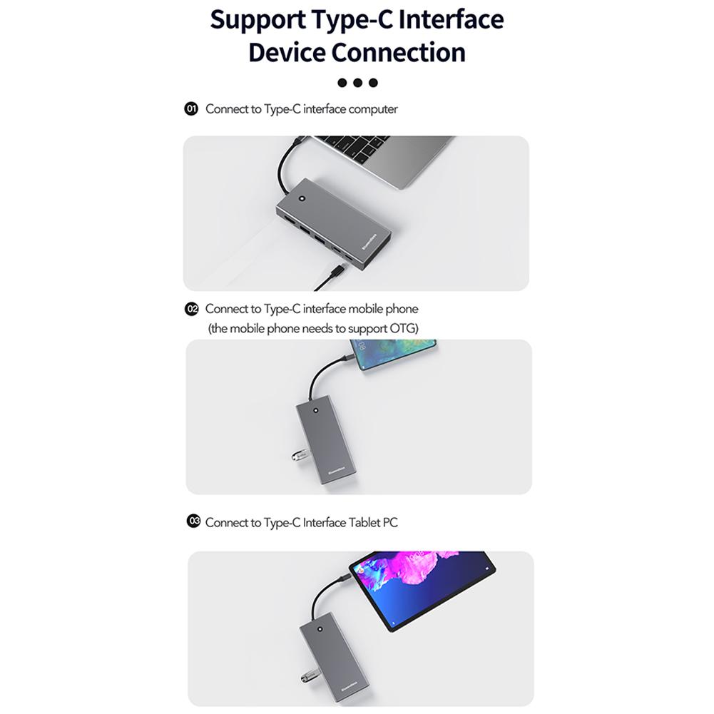 USB-C Hub with M.2 NVMe/SATA SSD Enclosure HDMI-Compatible 2.0  Multiport Adapter PD 100W USB 3.2 GEN2 10Gbps SD/TF Card Reader