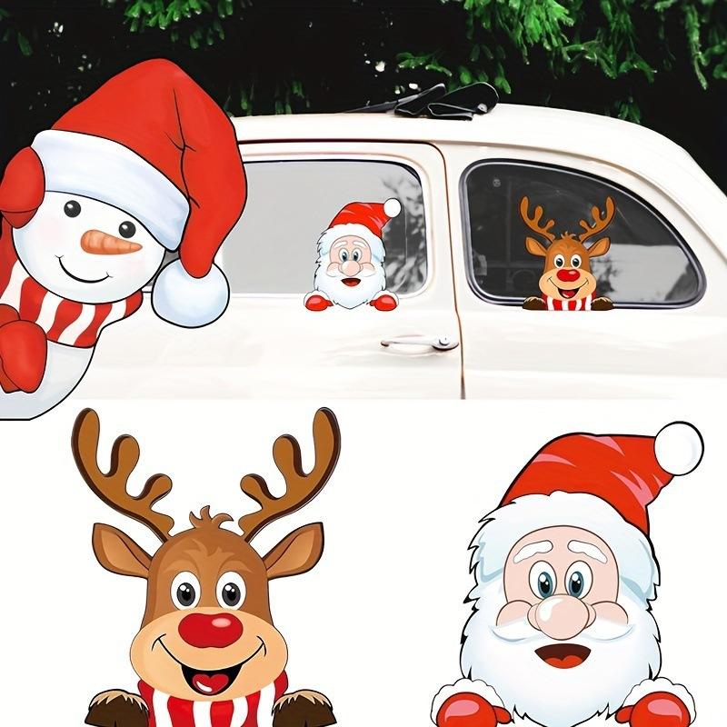 Merry Christmas vehicle stickers, waterproof Santa and reindeer window grilles, suitable for car computer stickers car sticker