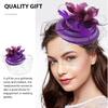 VALICLUD Bridal Hair Accessories Fascinator Headwear Vintage Purple Mesh Flower Mini Hat Wedding Headpiece for Women Special Occasion Banquet