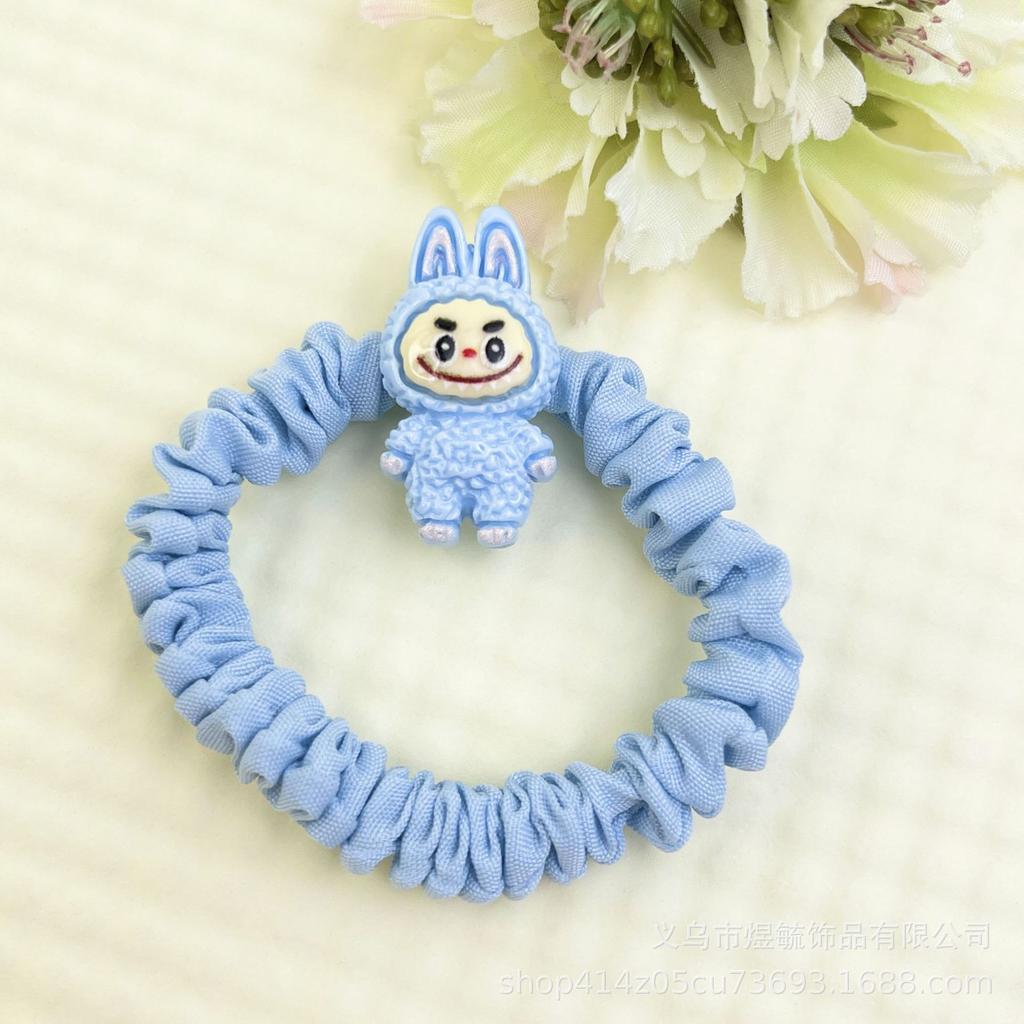 5 Fotos Dibujos Animados Labubu Goma Elástica para el Pelo Blanca Rota para Mujeres y Niños