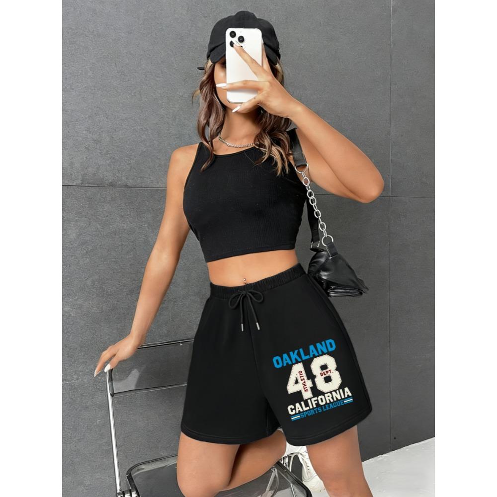 

Pant California Oakland 48 Pattern Women Short Pants Wide Leg Gym Sportswear Drawstring Pocket Shorts Unisex Summer Pant 3XL