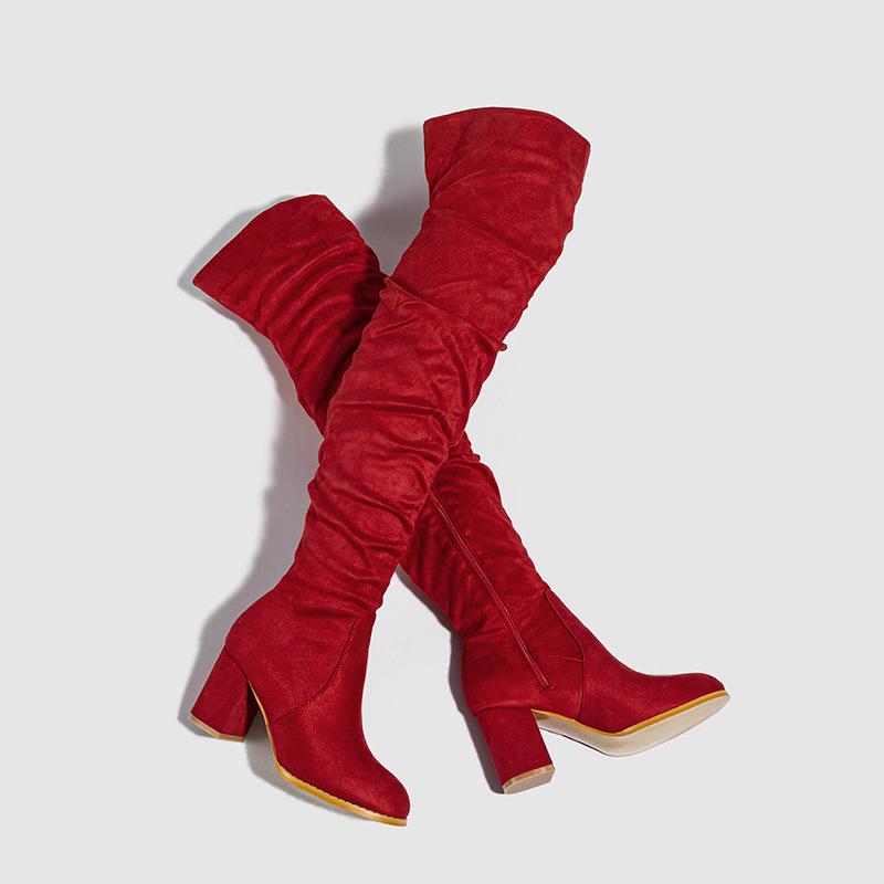 Fashion Sexy Over The Knee High Boots Woman 2025 Winter Genuine Leather Thick High Heels Bota Femme Nightclub Party Boots Botas Feminina