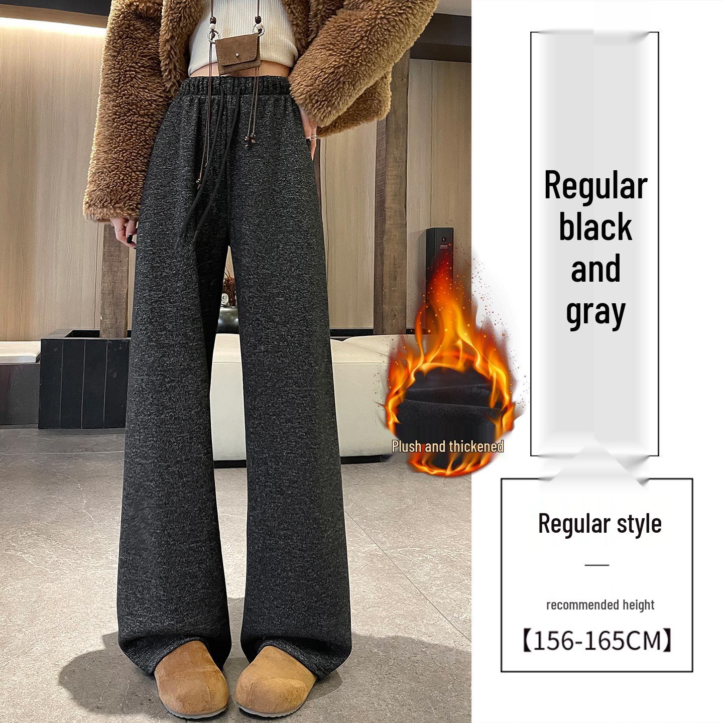 

Women s High Waist Soft Knit Wide Leg Velvet Pants for Autumn/Winter XL чорний колір сірий