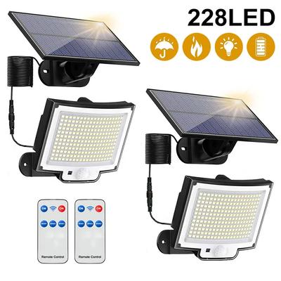 2PCS Solar Light Outdoor 228 LED Super Bright Motion Sensor Solar Strong Power LED Solar Garden Light IP65 Solar Led Light Outdoor
