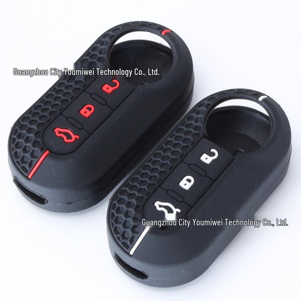 Fiat 500 Silicone Key Case, Folding 3-Button Bravo Key Cover, Lingya Remote Control Protector.