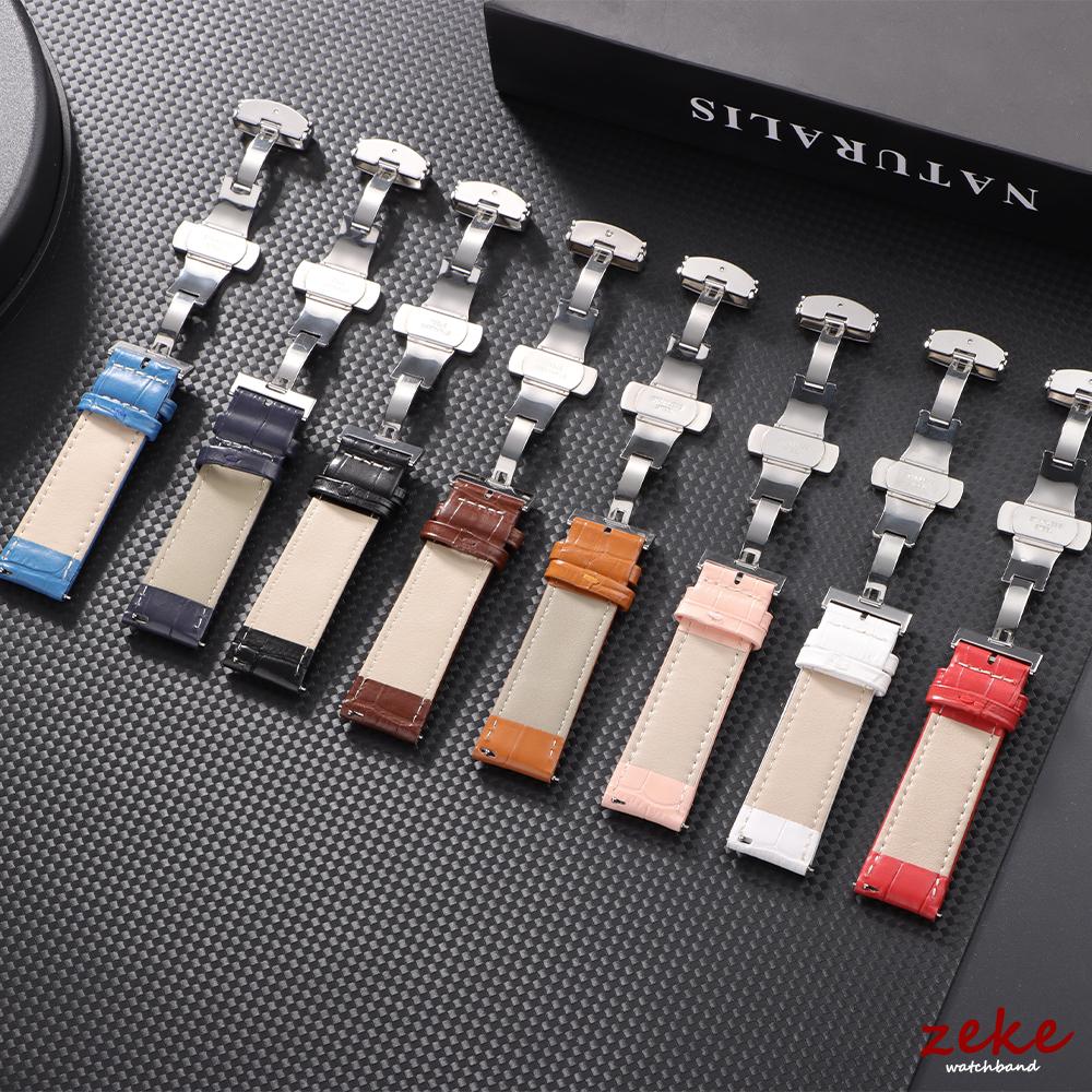 16mm 18mm 20mm 22mm Soft Cowhide Watchbands with Butterfly Clasp Strap Men Women Quick Release Replacement Wrist Belt Watch Band