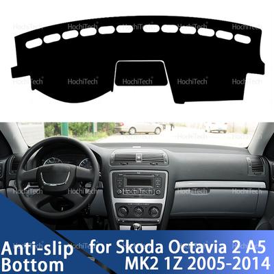 Auto Armaturenbrettabdeckung für Skoda Octavia 2 A5 MK2 1Z 2005-2014 Auto Armaturenbrett Matte Teppichpolster Sonnenblende Umhang Kissen