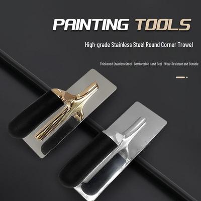 Silver Rounded Corner Stainless Steel Trowel for Art, Paint, Clay, and Diatom Mud Finishing.