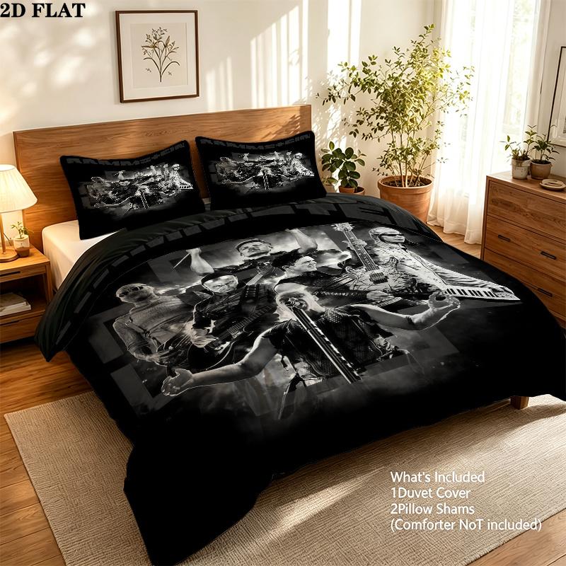 Rammstein Bedding Quilt Set Quilt Cover Pillowcase Home Decoration Birthday Gift (1 * duvet cover + 2 * pillowcase, without core)