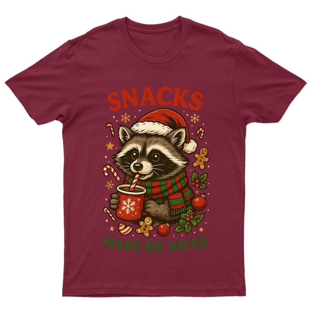 

Snacks Make Me Nicer TShirt Unisex Gift Retro Seasonal Funny Xmas Santa Unisex T-Shirt XXXL