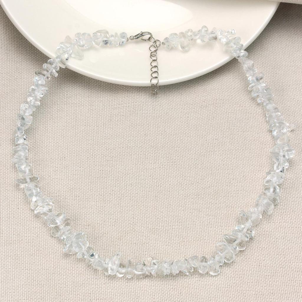 Crushed Crystal Handmade Beaded Necklace - Versatile Spring/Summer Beach Style for Women