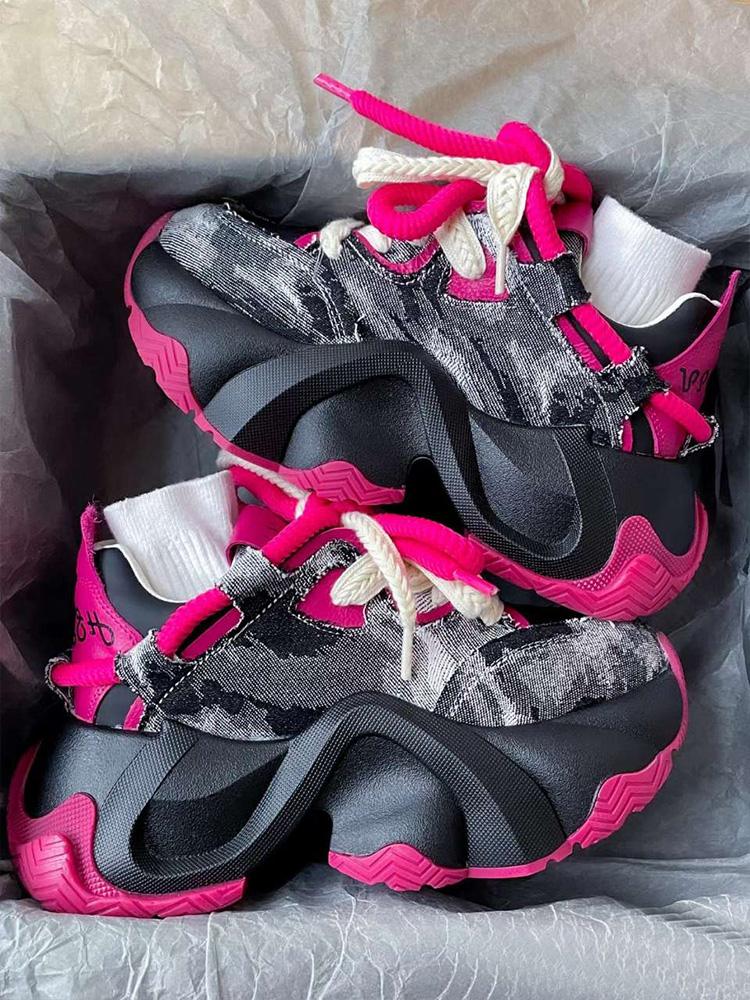 

Интернет Хит Толстая Подошва Тяжелая Промышленность Папины Кроссовки Женские 2025 Новая Осень Сверх Бестселлер Спорт Увеличение Роста 38 розовый