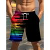 Men's Colorful Line Print Beach Shorts