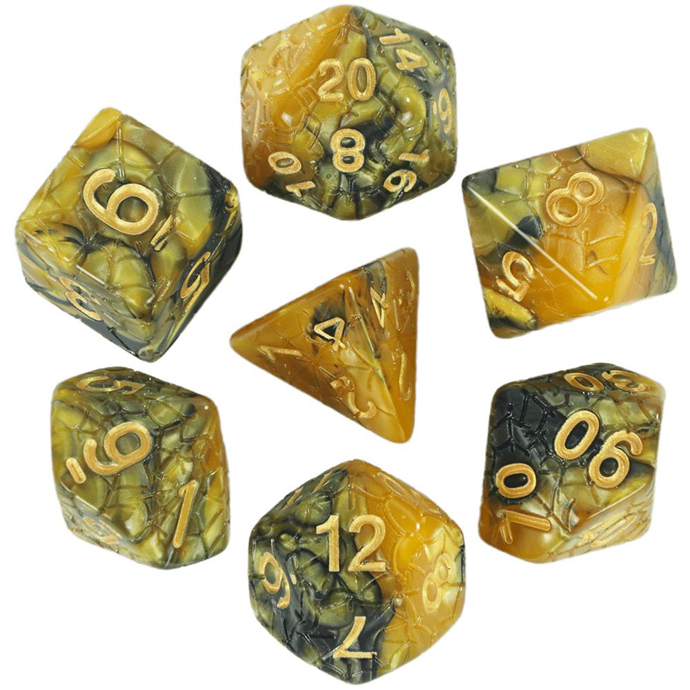 Mixing Color Dice DND 7pcs Polyhedral Dice Set with Engraving Spider Web Effect for DND RPG Magic Gathering Table Game D&D Dice
