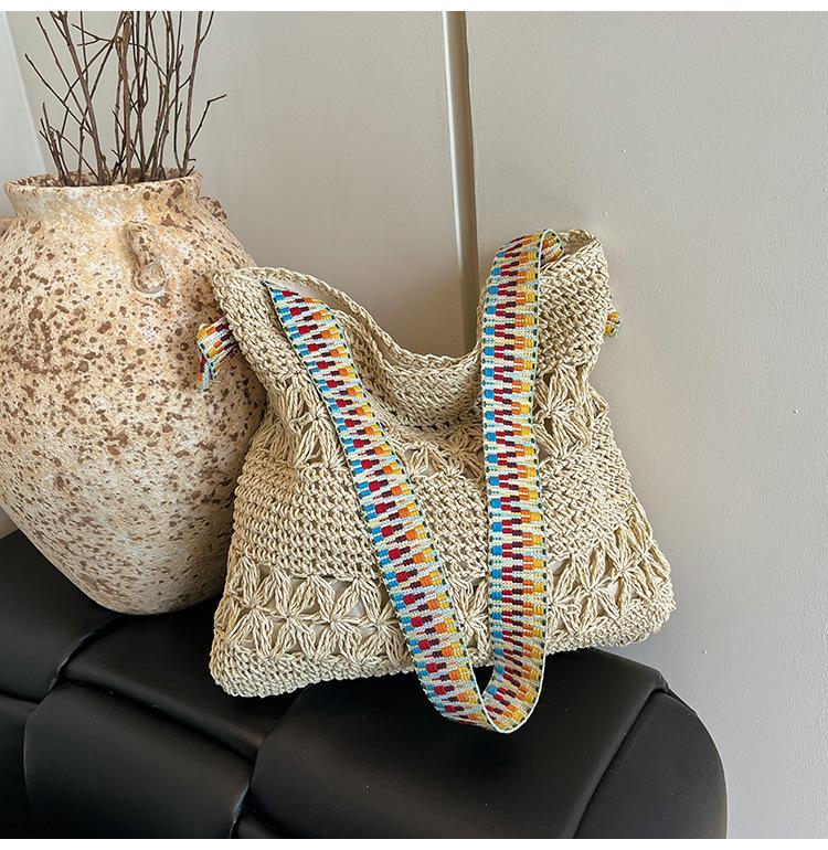 Strohtasche Damen große Kapazität neue Strohtasche gewebte Tragetasche Strand-Tragetasche tragbar Schulter