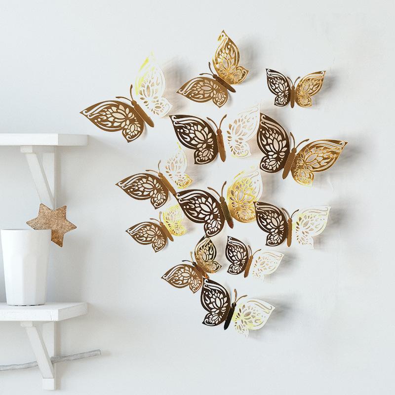 Lasergeschnittene 3D Schmetterlings-Wanddeko für Zuhause, Party, Hochzeit, Girlande, Pappschmuck mit Lotusblumen