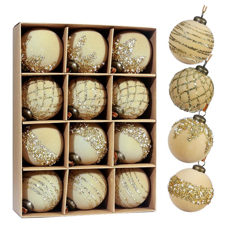 Painted Plastic Christmas Tree Ornaments Set - 8cm Balls Available in 9pcs or 12pcs