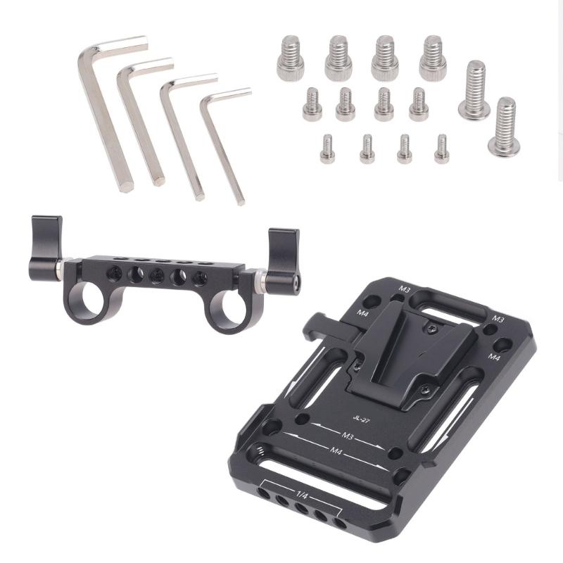 Quick Install Battery Clamp with V Type Design for 15mm Rails Easy Tool Less Mounting for Camera Accessory