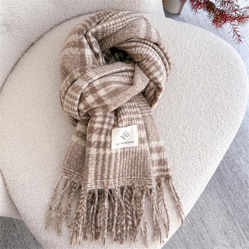 British Classic Plaid Scarf for Women Thickened Students Shawl Wrap Female Autumn Warm Winter Mens Neckerchief Poncho Stole