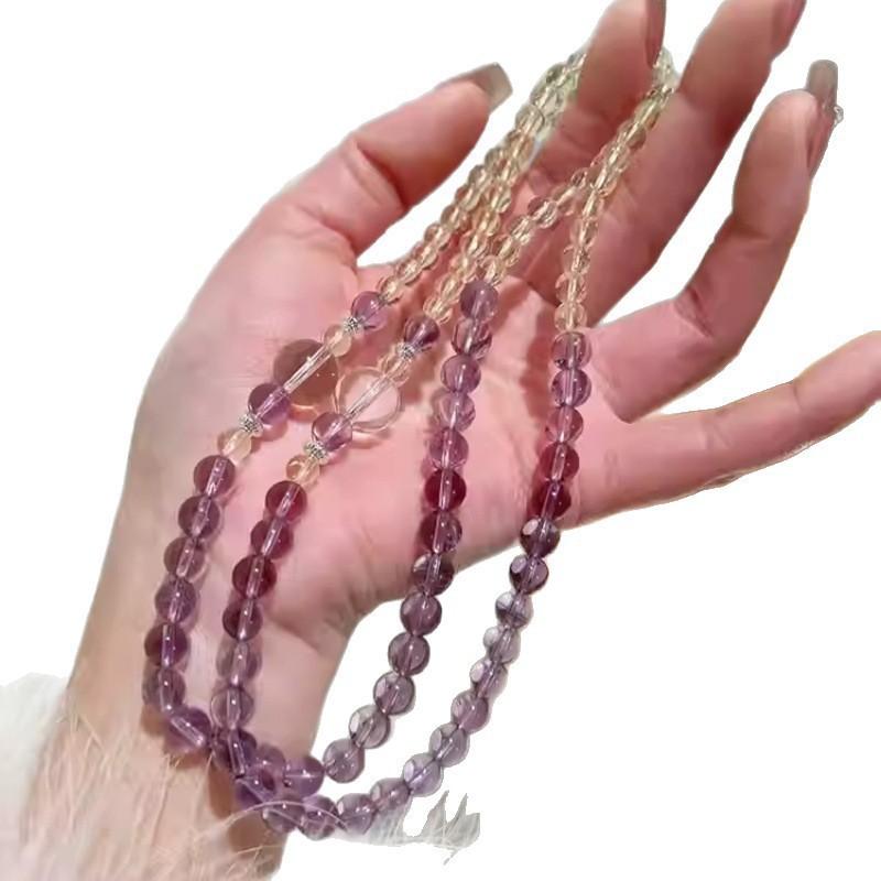 Natural Brazilian Amethyst and Citrine Double-Loop Bracelet for Women, Light Luxury Bracelet, New Niche High-End Jewelry Gift