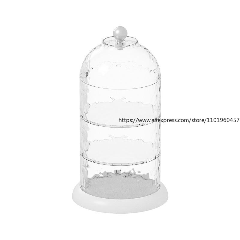 Luxury Rotatable Puff Storage Box Transparent Premium Multi-Layer Dustproof Case with Lid for Lipstick Jewelry Perfume Home Use