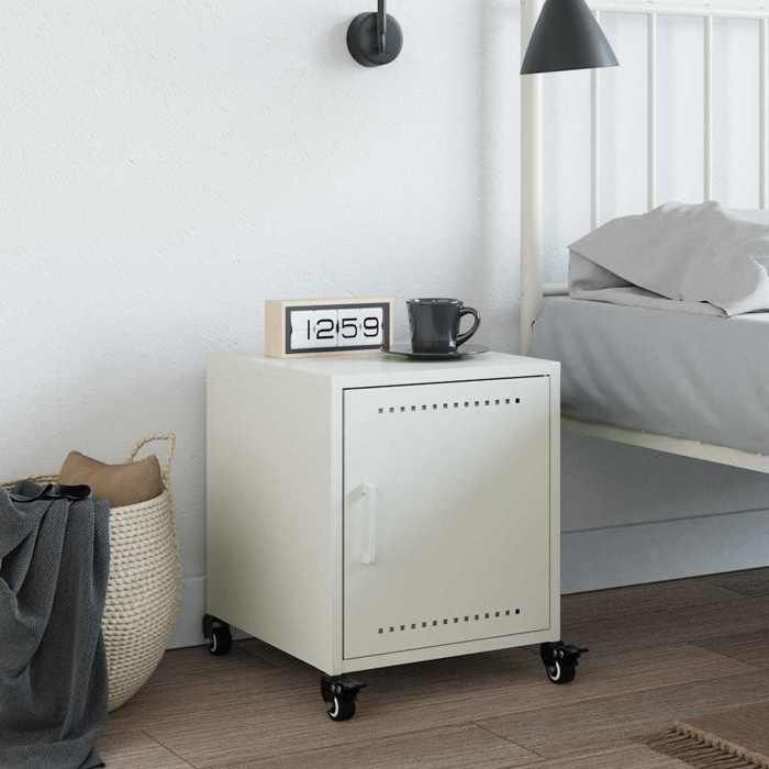 VidaXL Bedside Table White 36x39x43.5 Cm Steel, Cabinet, Side Cabinet, Phone Stand, Bedside Table, Furniture 846624