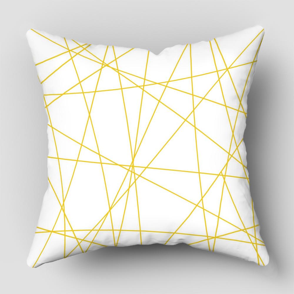 Nordic Yellow Black Abstract Geometric Line Printing Pattern Cushion Cover Home Living Room Sofa Decorative