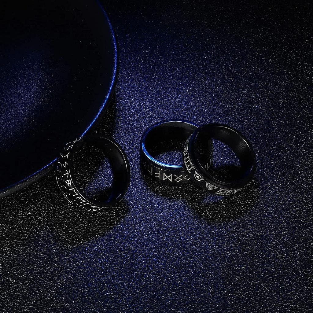 Vintage Edelstahl Odin Nordischen Viking Rune Ringe Für Männer Frauen Kühlen Spinner Fidgets Ringe Retro Nordic Amulett Schmuck Geschenke