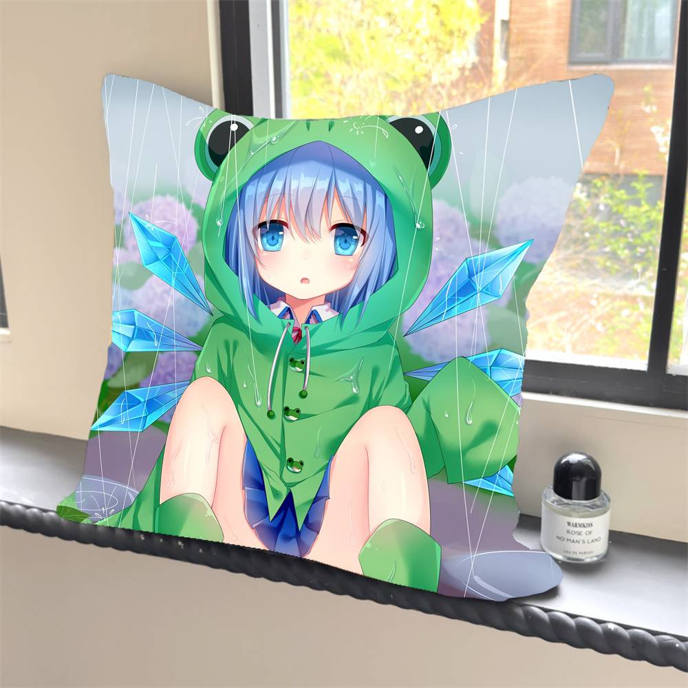 Touhou Project Cirno Cute Girl Pillow Case Square Pillow Bedroom Sofa Leisure Comfort Cushion Car Home Decoration