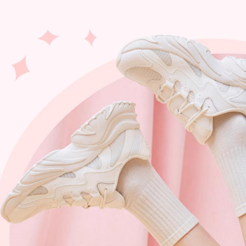 Anta Thick Sole Retro Non-Slip Breathable Low-Top Casual Shoes Women Sneaker White Gray 122338884-1