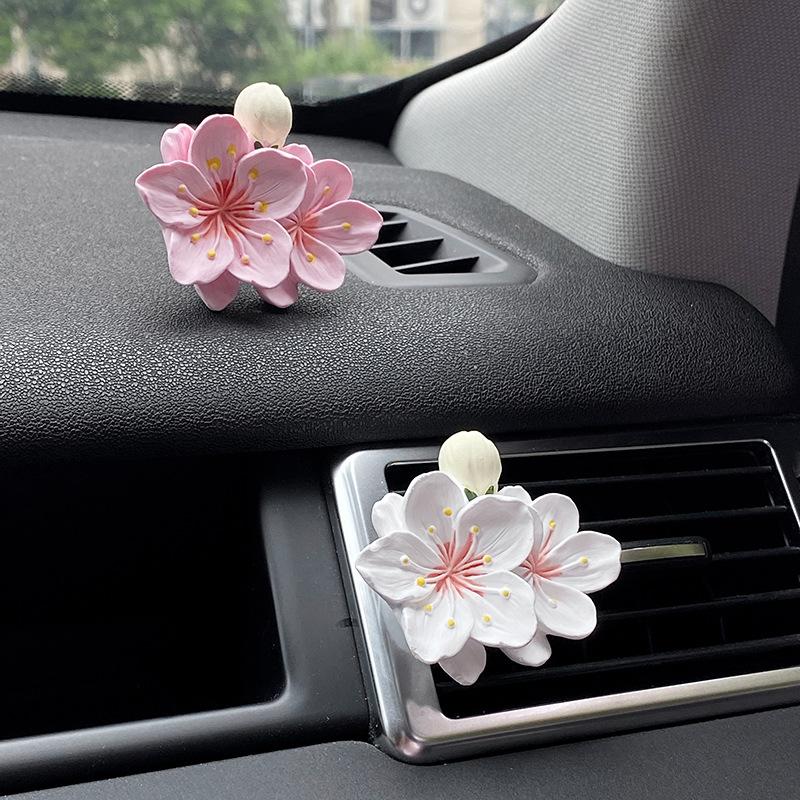 Car Perfume Clip Flower Air Outlet Car Air Freshener Peach Blossom Aroma Diffuser Car Decoration Accessories Fresh Air