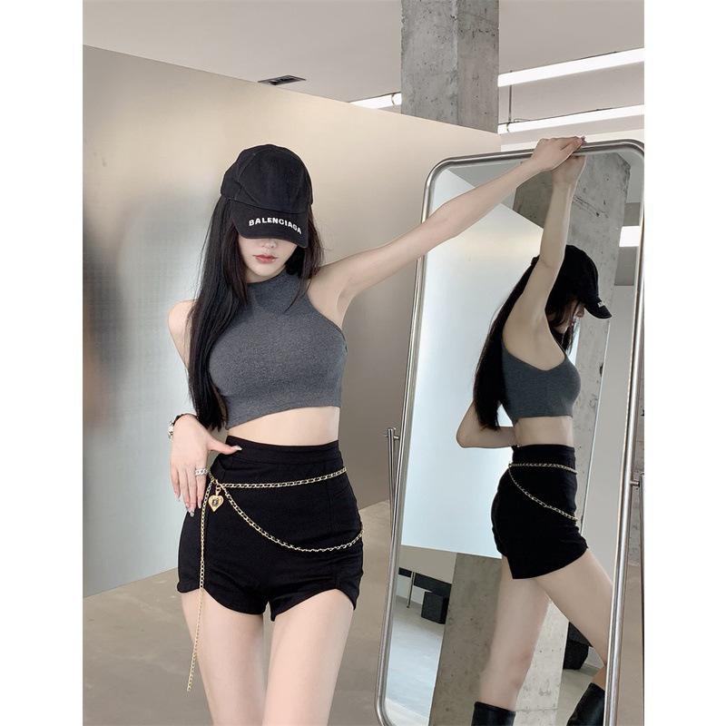 2026 Women's High-Waisted Spicy Sports Shorts - Black Tummy Control Sexy Slimming Outerwear