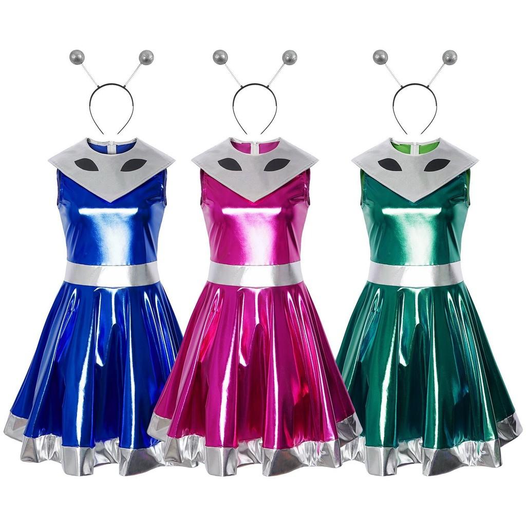 Robot Metal Color Dress Cosplay Costume For Halloween And Movie Roleplay