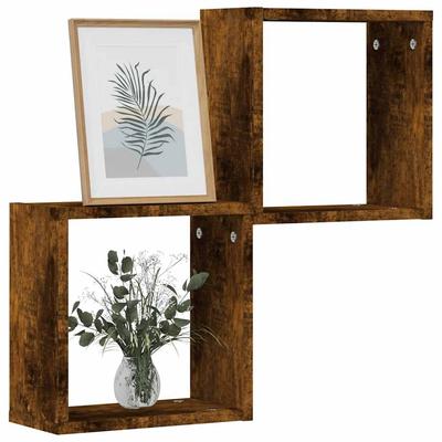 Wall Shelves Cube 2 Pcs. Smoked Oak 30X15X30 Cm