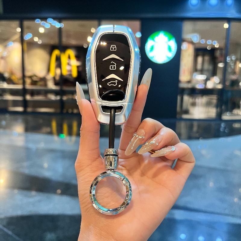 Car Zinc Alloy Leather Car Key Case Cover Holder For Dongfeng Fengguang Seres Evolute I-Space I-Pro Landian E5 Car Styling